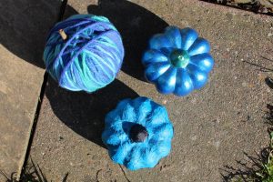 teal pumpkins from above