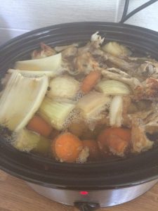home made bone broth in the slow cooker