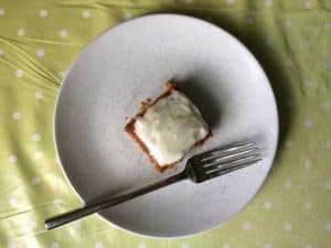 gluten and dairy free carrot cake with lemon cream cheese icing