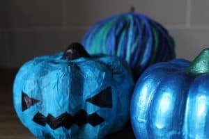3 teal pumpkins