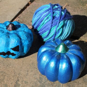 3 teal pumpkins