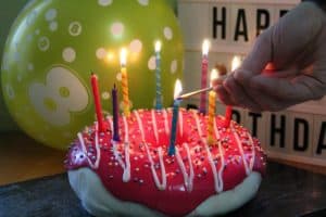 doughnut cake with candles