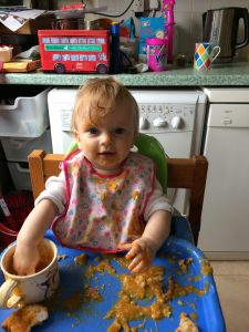 baby eating soup