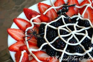 halloween spider web fruit platter